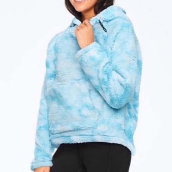 VICTORIA’S SECRET PINK SHERPA TEDDY RELAXED FIT HOODED FUNNEL PULLOVER SWEATER M - Picture 1 of 11